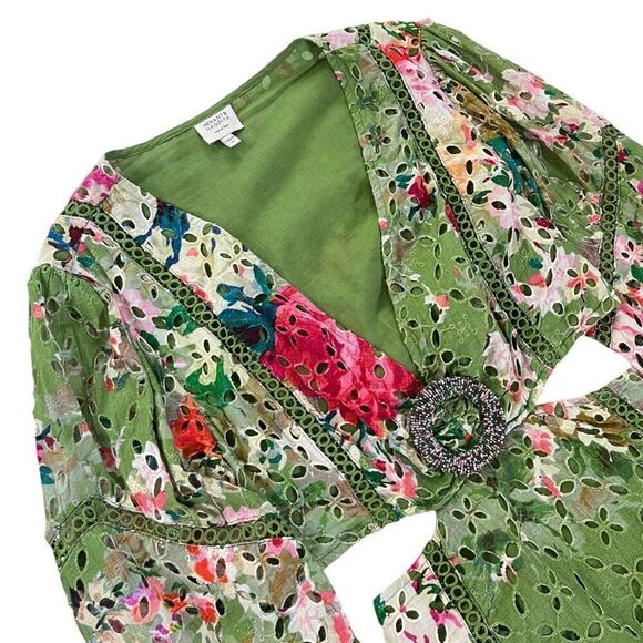 HEMANT AND NANDITA Zaria Short Dress in Military Green - Picture 5 of 13